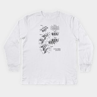 1961 Toy Building Brick (Lego) Patent Drawing - 001 Dark Kids Long Sleeve T-Shirt